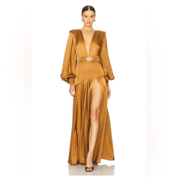 NWOT BRONX AND BANCO Carmen Maxi Dress in Copper GOLD - Picture 4 of 16